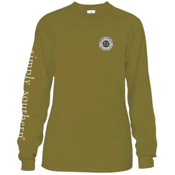 NWT Simply Southern green messy bun don’t care long sleeve t-shirt M - Picture 3 of 6